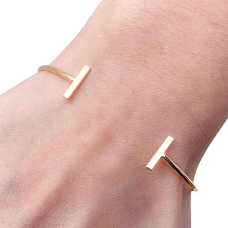 Imagem de Bracelete Feminino Geométrico Dourado Banhado a Ouro 18 K