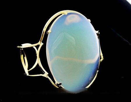 Imagem de Bracelete Fixo Grande Pedra da Lua Opalina Armação Suave