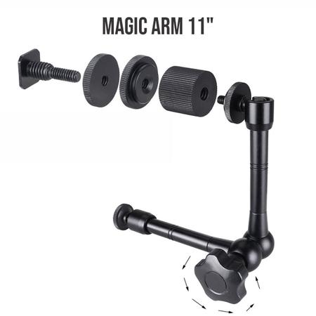 Imagem de Braço Articulado Magic Arm 11" Com Garra Braçadeira Clamp Para Monitor Led