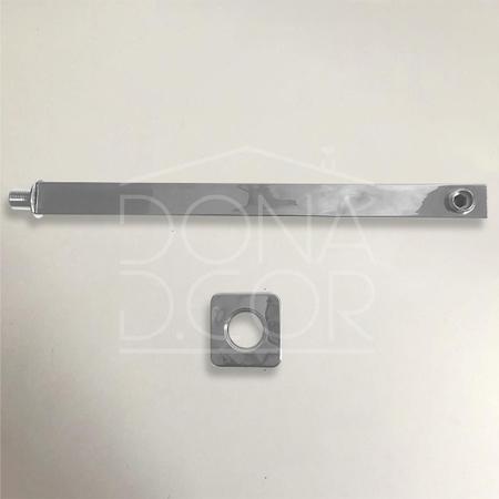 Imagem de Braço Tubo Inox Retangular 40cm Para Ducha Chuveiro a Gas Luxo Suporte de Parede Horizontal para Chuveiro Polido Brilhoso Banheiro Luxo