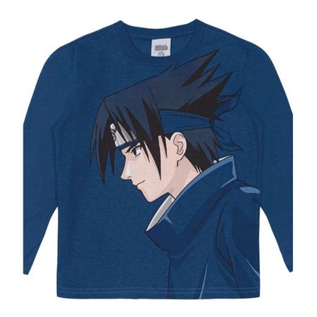 Camiseta Manga Longa Mangá Naruto Sasuke Uchiha pequeno