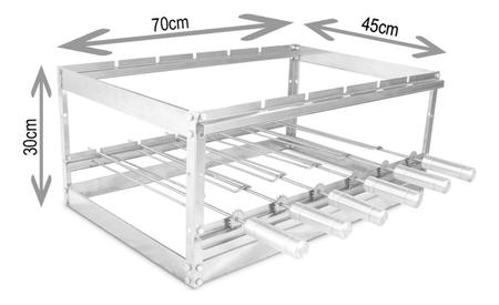 Imagem de Brasa Grill Suporte Inox Churrasqueira Alvenaria 6 Espetos