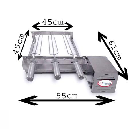 Imagem de Brasa Grill Único Andar Direito Gira 3 Espetos para Churrasqueiras 45cm Espaço Interno