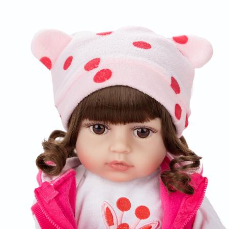 Boneca Bebê Reborn Silicone Olhos Castanhos Girafinha Ig-500