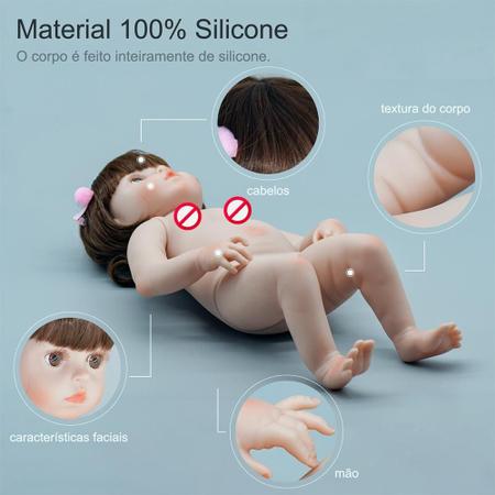 Brastoy Bebê Reborn Boneca Silicone Menino Girafinha Olhos Castanhos 48cm