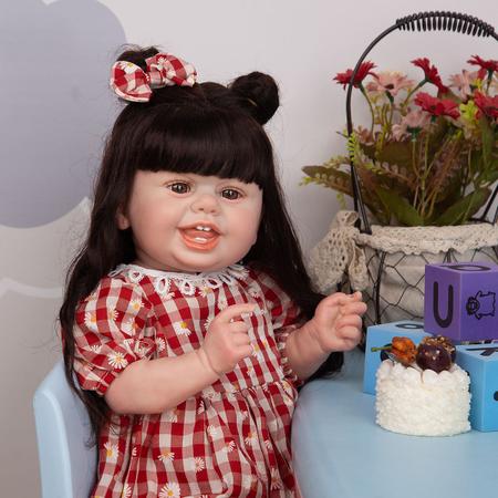 Brastoy Bebê Reborn Boneca Silicone Menina 55cm Olhos Castanho em Promoção  na Americanas
