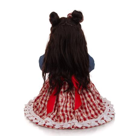 Brastoy Boneca Bebê Reborn Menina Silicone 55m Olhos Castanho