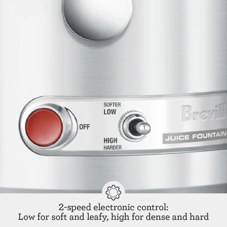 Breville Juice Fountain Elite Juicer, Aço Inoxidável Escovado, 800JEXL Imagem de Breville Juice Fountain Elite Juicer, Aço Inoxidável Escovado, 800JEXL