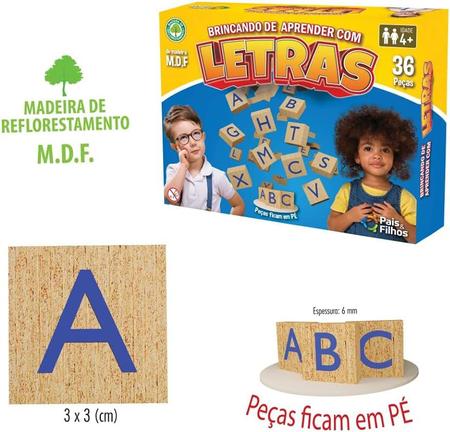 Imagem de Brincando de Aprender com Letras  - 36 Peças em Madeira