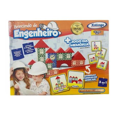 Imagem de Brincando de Engenheiro com Jogo da Memória 66 Peças Xalingo - 5309.8