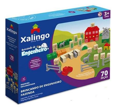 Imagem de Brincando De Engenheiro Fazenda 70 Peças Xalingo