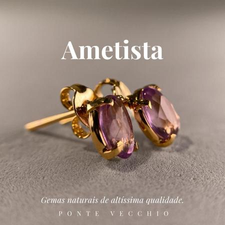 Brinco Ametista Oval Natural Banhado em Ouro 18k - P Vecchio - Ponte Vecchio Joias Imagem de Brinco Ametista Oval Natural Banhado em Ouro 18k - P Vecchio