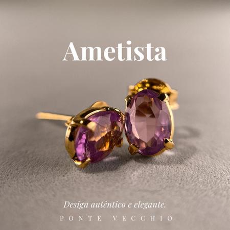 Brinco Ametista Oval Natural Banhado em Ouro 18k - P Vecchio - Ponte Vecchio Joias Imagem de Brinco Ametista Oval Natural Banhado em Ouro 18k - P Vecchio