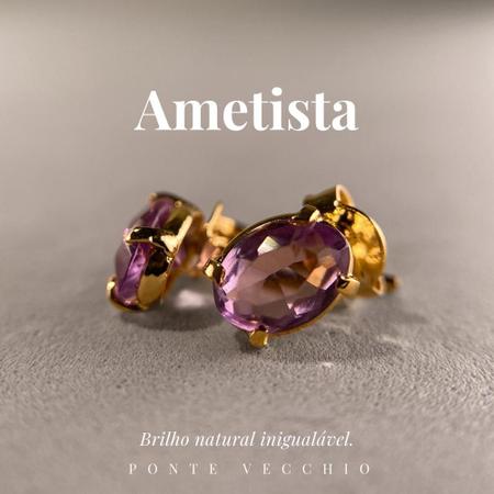 Brinco Ametista Oval Natural Banhado em Ouro 18k - P Vecchio - Ponte Vecchio Joias Imagem de Brinco Ametista Oval Natural Banhado em Ouro 18k - P Vecchio