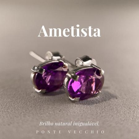 Brinco Ametista Oval Natural em Prata 925 - Ponte Vecchio - Ponte Vecchio Joias Imagem de Brinco Ametista Oval Natural em Prata 925 - Ponte Vecchio