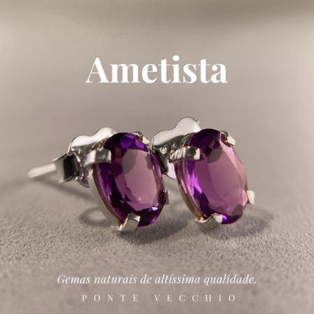 Brinco Ametista Oval Natural em Prata 925 - Ponte Vecchio - Ponte Vecchio Joias Imagem de Brinco Ametista Oval Natural em Prata 925 - Ponte Vecchio
