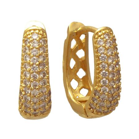 Imagem de Brinco Argola Click de Zircônias Folheado Ouro 18K Softjoias