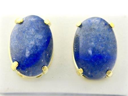 Brinco de Pressão com Pedra Cabochão Azul