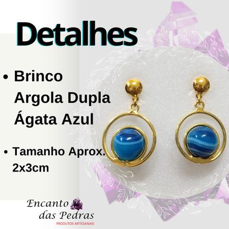 Brinco de Pedra Ágata Azul - Argola dupla - Encanto das Pedras sbc - Brinco  - Magazine Luiza