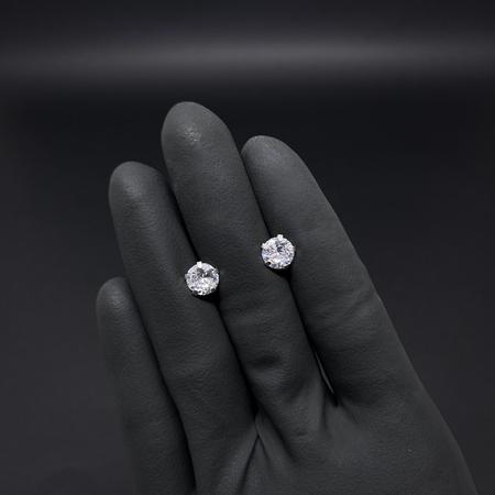 Imagem de Brinco Masculino De Prata Pura 925 Diamante Sintético 7mm