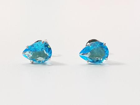 Imagem de Brinco Pedra Azul Gota Zirconia Prata Legítima 925