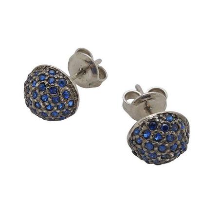 Brinco prata meia esfera cravejada - Felissa Silver Imagem de Brinco prata meia esfera cravejada