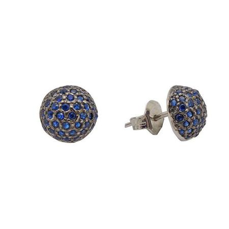 Brinco prata meia esfera cravejada - Felissa Silver Imagem de Brinco prata meia esfera cravejada