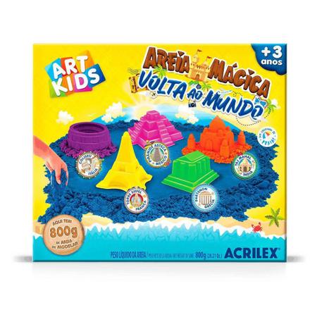 Imagem de Brinquedo Areia Mágica Kit Volta ao Mundo 800g - Art Kids