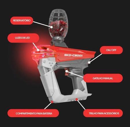 Brinquedo Arma De Gel Pistola Automatica Oculos Brilha Escuro