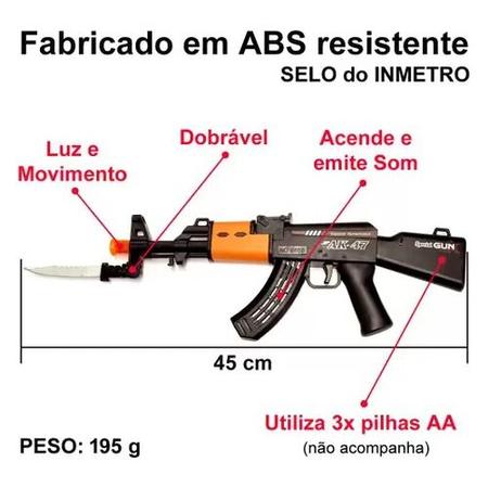 Brinquedo Arma Fuzil Ak-47 Arminha Som Luzes Movimento, Magalu Empresas