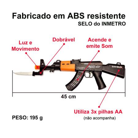 Brinquedo Arma Fuzil Ak-47 Arminha Som Luzes Movimento - MEI Zhi -  Brincadeiras de Faz de Conta - Magazine Luiza