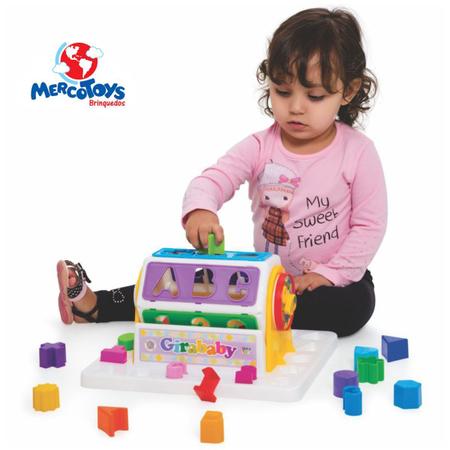 Imagem de Brinquedo Atividades para Bebês Educativo Girababy Figura Geométricas Números Relógio Kit 18 Peças
