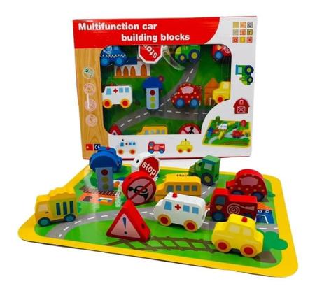 Pista de Carrinhos Brinquedo Infantil Educatico em Madeira