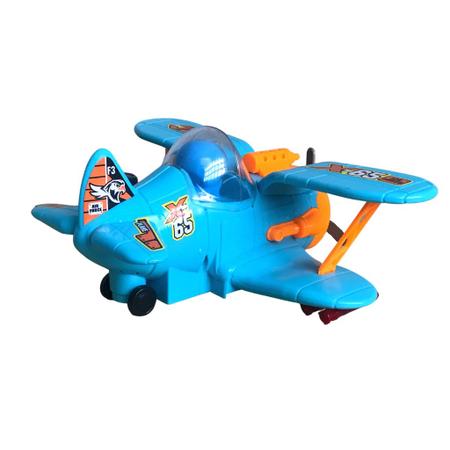 Imagem de Brinquedo Avião X65 Azul Laranja Top Air Com Luz E Som 049301 - Toyng