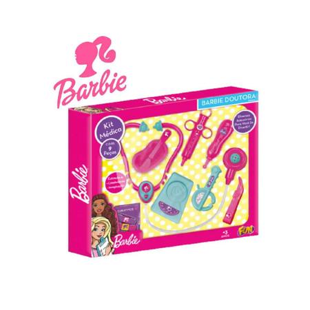Imagem de Brinquedo Barbie Doutora Médica Médio 9 Peças Fun F0058-0