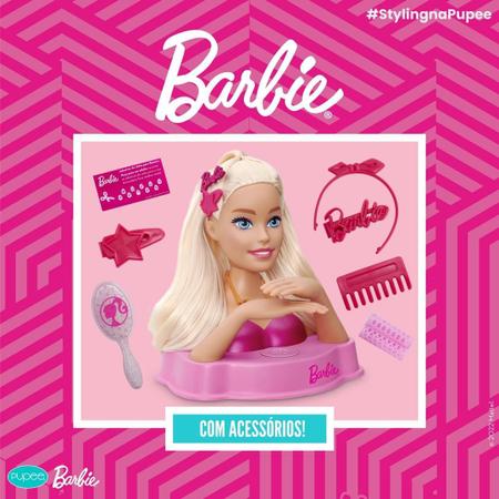 Brinquedo para menina Boneca Barbie Styling Head Core com 12 Frases e  Acessórios Cabelereira Estilista Pupee Brinquedo Maquiagem Maquiadora