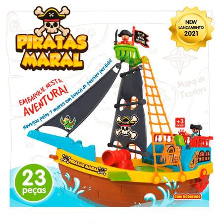 Imagem de Brinquedo Barco Pirata Com Rodinhas Maral 23 Peças