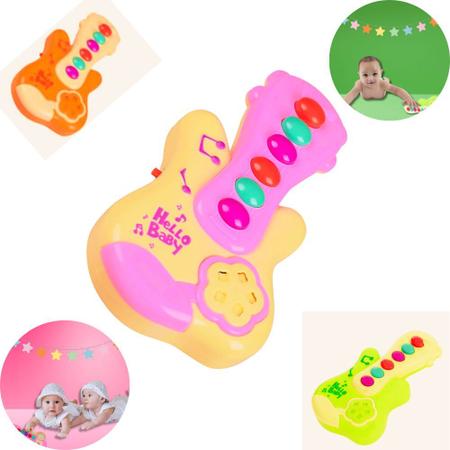 Imagem de  Brinquedo Bebê Mini Guitarra Musical Som Luz Cores Infantil