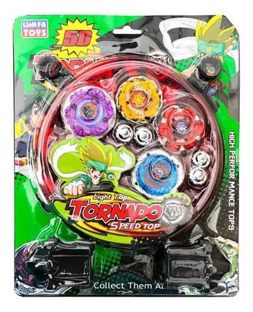 Kit Beyblade Metal 5D Brinquedo 4 Peões Led Toys - Speed Top - Pião de  Batalha e Acessórios - Magazine Luiza