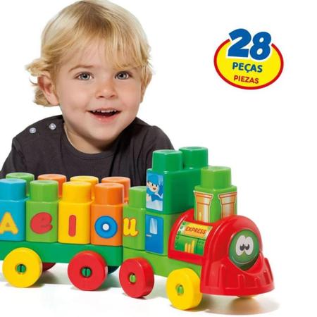 Imagem de Brinquedo Bloco Educativo Trenzinho 28 Peças Didático Baby Land Cardoso Toys