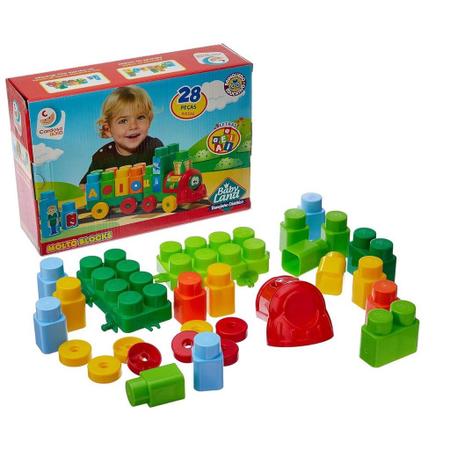 Imagem de Brinquedo Bloco Educativo Trenzinho 28 Peças Didático Baby Land Cardoso Toys