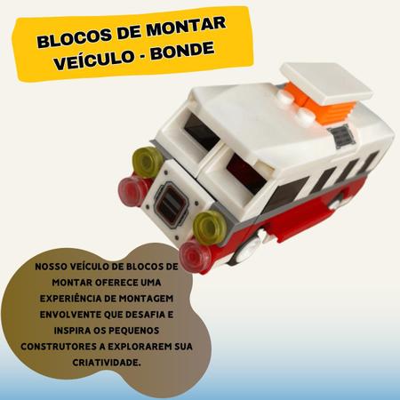 Imagem de Brinquedo Bloco Montar Infantil - Monta Monta Bonde 99 Peças - Lego Veiculo Bondinho - Coleção City 