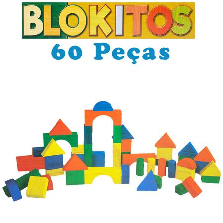 Imagem de Brinquedo Blocos De Montar Infantil Educativo 60 Peças