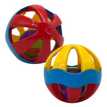 Imagem de Brinquedo Bolinha Chocalho Infantil Bola Pequena Colorida Sensorial Coordenação Motora Berço Bebês Crianças Meninas e Meninos