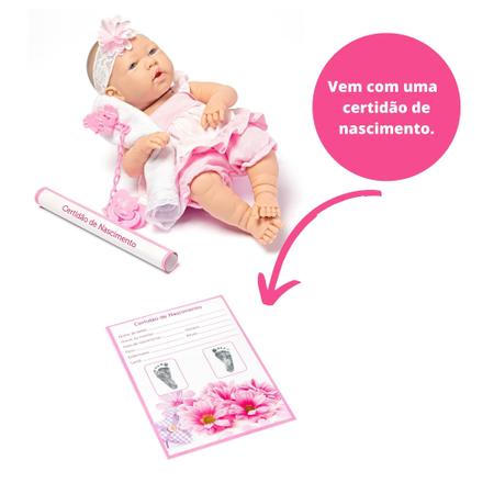 Imagem de Brinquedo Boneca Baby Ninos em Plástico Vinil 37,5cm com Acessórios Chupeta e uma Certidão de Nascimento Cotiplas - 2032