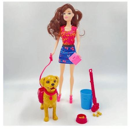 Imagem de Brinquedo Boneca De Passeio Com Cachorro