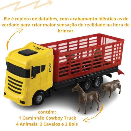 Imagem de Brinquedo Caminhao boiadeiro com cavalos e bois grande menino presente