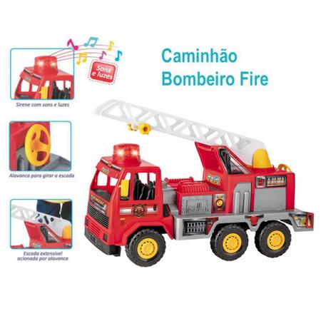 Caminhão de Bombeiros Com luz e Som Escada Sobe Gira 1:16 Brinquedo  Infantil Shiny Toys 000435 : : Brinquedos e Jogos