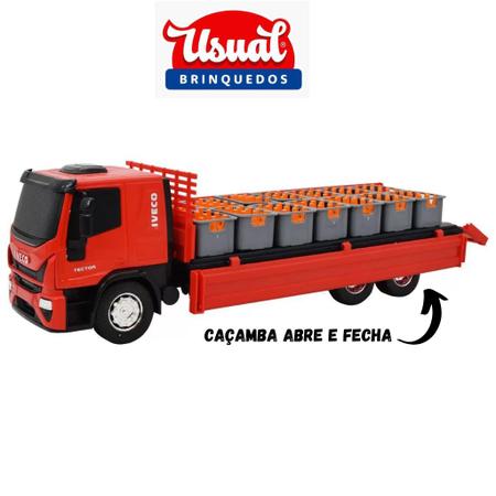 Caminhão de Brinquedo vermelho- IVECO Tector Dropside- ref 341 - USUAL -  Caminhões, Motos e Ônibus de Brinquedo - Magazine Luiza