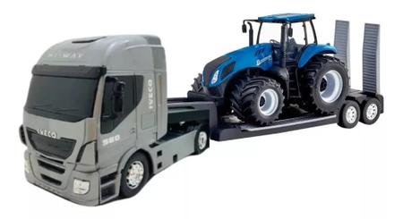 Brinquedo Trator New Holland C/Carreta Iveco 589 Usal Plastic